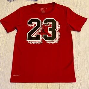 Jordan Red Short Sleeve Tee with Graphic Number 23